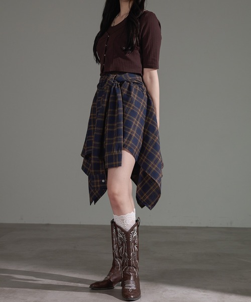 apres jour mignon（アプレジュールミニョン）の「2WAYアシメラップスカパン（スカート・レディース・ネイビー/レッド/ブラウン系その他/ブラック・X-LARGE/フリー）」の17枚目の写真
