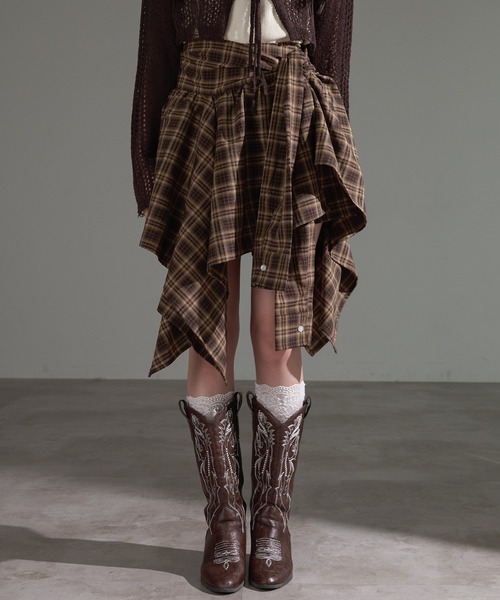 apres jour mignon（アプレジュールミニョン）の「2WAYアシメラップスカパン（スカート・レディース・ネイビー/レッド/ブラウン系その他/ブラック・X-LARGE/フリー）」の20枚目の写真