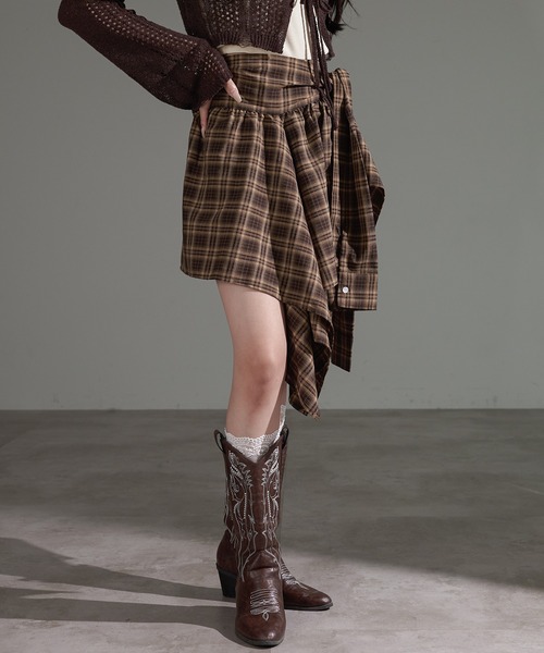 apres jour mignon（アプレジュールミニョン）の「2WAYアシメラップスカパン（スカート・レディース・ネイビー/レッド/ブラウン系その他/ブラック・X-LARGE/フリー）」の21枚目の写真