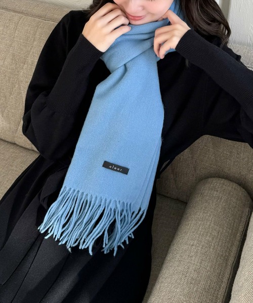 clear（クリア）の「【8色展開】無地ストール [マフラー あったか 着回し抜群]≪再入荷≫（マフラー・レディース・ブラック/グレー/レッド/ピンク/イエロー/ブルー/アイボリー/グレイッシュベージュ・F）」の5枚目の写真