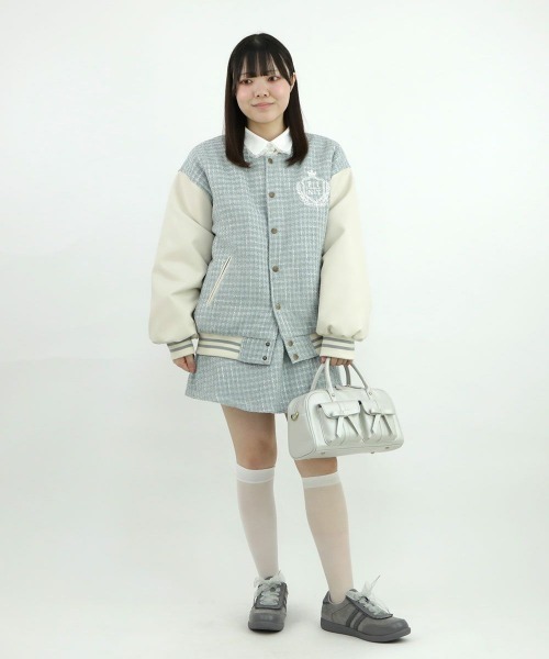 F i.n.t（フィント）の「【セットアップ対応】ファンシーツイードスタジャン/fint（スタジャン・レディース・ライトブルー/ネイビー・FREE）」の17枚目の写真