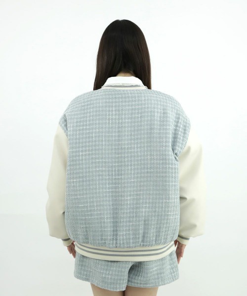 F i.n.t（フィント）の「【セットアップ対応】ファンシーツイードスタジャン/fint（スタジャン・レディース・ライトブルー/ネイビー・FREE）」の18枚目の写真