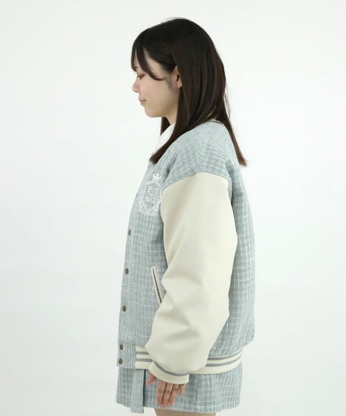 F i.n.t（フィント）の「【セットアップ対応】ファンシーツイードスタジャン/fint（スタジャン・レディース・ライトブルー/ネイビー・FREE）」の19枚目の写真