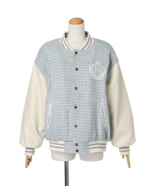 F i.n.t（フィント）の「【セットアップ対応】ファンシーツイードスタジャン/fint（スタジャン・レディース・ライトブルー/ネイビー・FREE）」の21枚目の写真