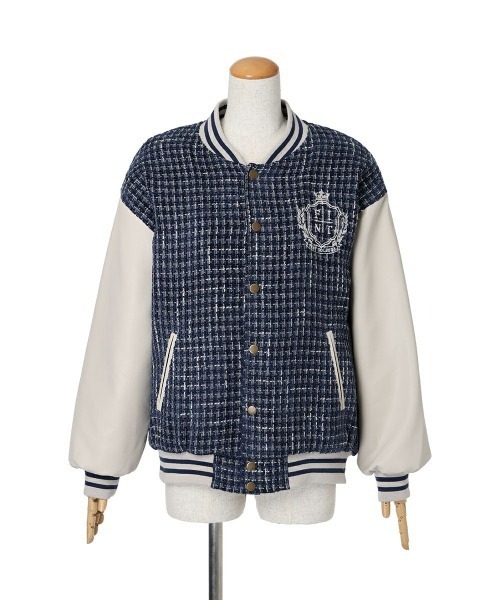 F i.n.t（フィント）の「【セットアップ対応】ファンシーツイードスタジャン/fint（スタジャン・レディース・ライトブルー/ネイビー・FREE）」の20枚目の写真