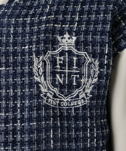 F i.n.t（フィント）の「【セットアップ対応】ファンシーツイードスタジャン/fint（スタジャン・レディース・ライトブルー/ネイビー・FREE）」の5枚目の写真