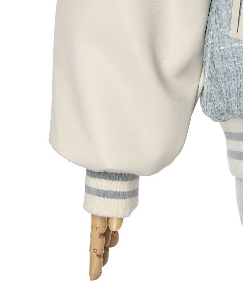 F i.n.t（フィント）の「【セットアップ対応】ファンシーツイードスタジャン/fint（スタジャン・レディース・ライトブルー/ネイビー・FREE）」の6枚目の写真