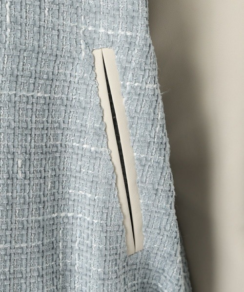 F i.n.t（フィント）の「【セットアップ対応】ファンシーツイードスタジャン/fint（スタジャン・レディース・ライトブルー/ネイビー・FREE）」の8枚目の写真