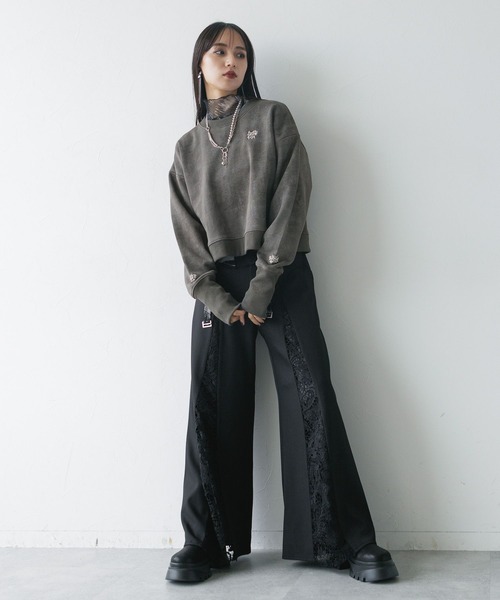 HARE（ハレ）の「ポイントシシュウスウェット(HARE)（スウェット・レディース・オフホワイト/ブラック/グレー・FREE）」の19枚目の写真