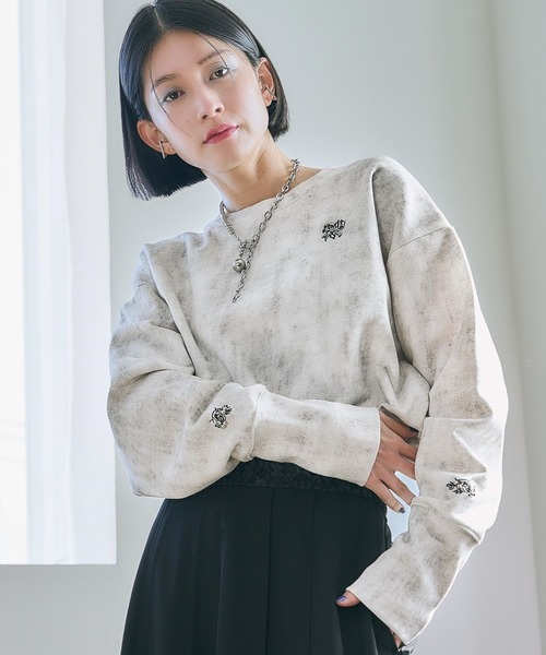 HARE（ハレ）の「ポイントシシュウスウェット(HARE)（スウェット・レディース・オフホワイト/ブラック/グレー・FREE）」の9枚目の写真