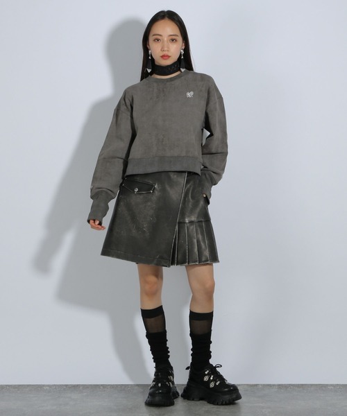 HARE（ハレ）の「ポイントシシュウスウェット(HARE)（スウェット・レディース・オフホワイト/ブラック/グレー・FREE）」の6枚目の写真