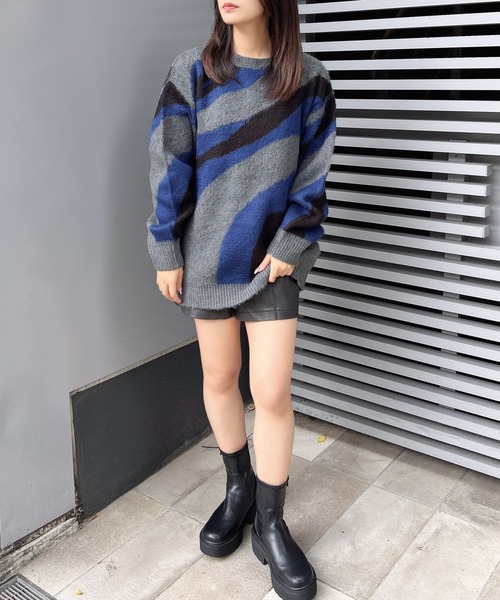 INGNI(イング)の「3色マーブル柄シャギーニットプルオーバー(ニット/セーター・レディース・グリーン/ブラック×ホワイト/グレー系4/ブラック系その他・M)」の18枚目の写真
