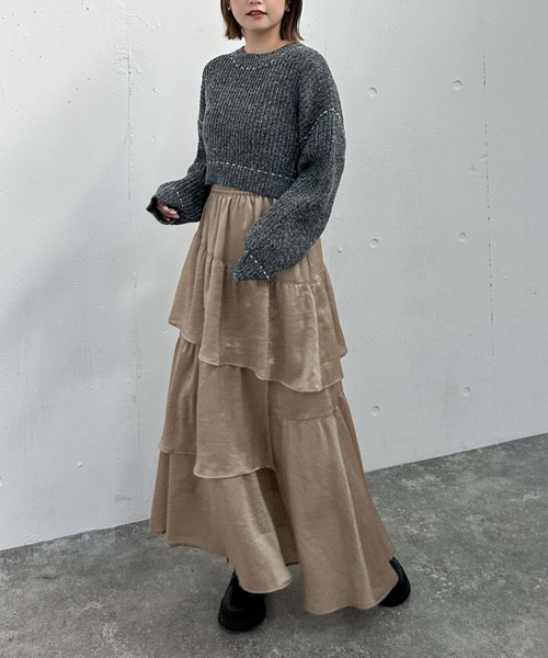 archives（アルシーヴ）の「配色ステッチメランジショートニット（ニット/セーター・レディース・ブラック/グレー/ブルー/オレンジ・MEDIUM）」の15枚目の写真