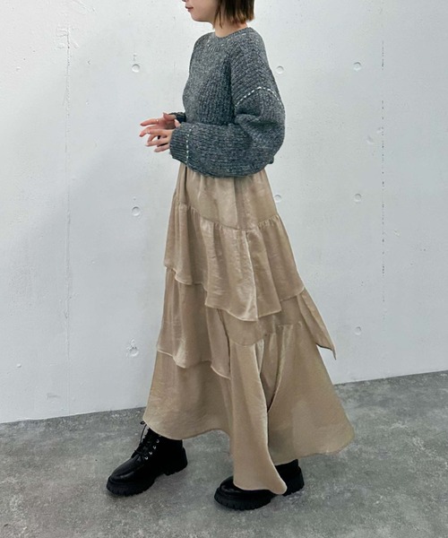 archives（アルシーヴ）の「配色ステッチメランジショートニット（ニット/セーター・レディース・ブラック/グレー/ブルー/オレンジ・MEDIUM）」の16枚目の写真