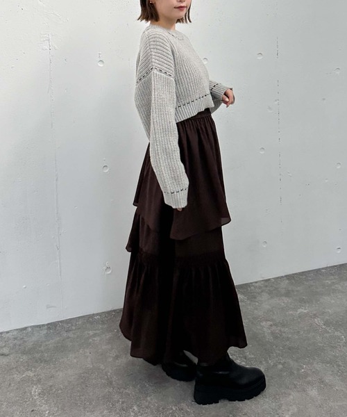 archives（アルシーヴ）の「配色ステッチメランジショートニット（ニット/セーター・レディース・ブラック/グレー/ブルー/オレンジ・MEDIUM）」の22枚目の写真