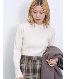 Samansa Mos2 blue | 【Hug Knit】リブハイネックプルオーバー(ニット/セーター)