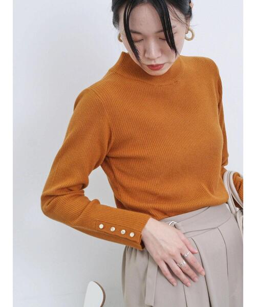 Samansa Mos2 blue（サマンサモスモスブルー）の「【Hug Knit】リブハイネックプルオーバー（ニット/セーター・レディース・オレンジ/キナリ/ブラック/グリーン/トップグレー・F）」の13枚目の写真
