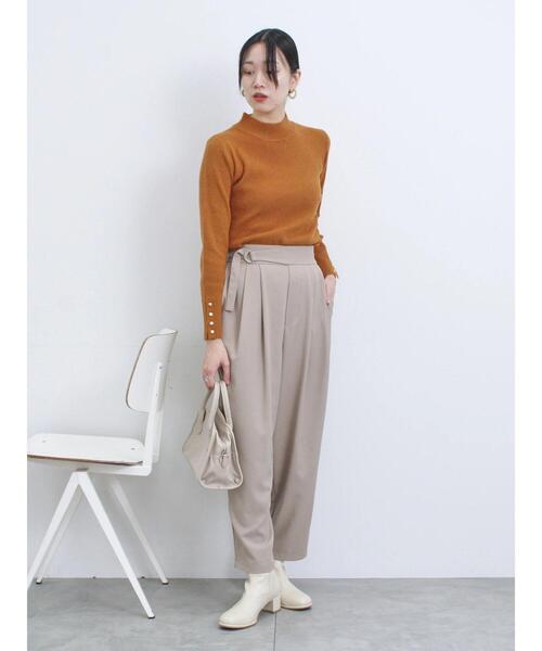 Samansa Mos2 blue（サマンサモスモスブルー）の「【Hug Knit】リブハイネックプルオーバー（ニット/セーター・レディース・オレンジ/キナリ/ブラック/グリーン/トップグレー・F）」の17枚目の写真