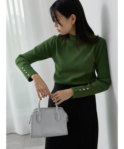 Samansa Mos2 blue（サマンサモスモスブルー）の「【Hug Knit】リブハイネックプルオーバー（ニット/セーター・レディース・オレンジ/キナリ/ブラック/グリーン/トップグレー・F）」の19枚目の写真