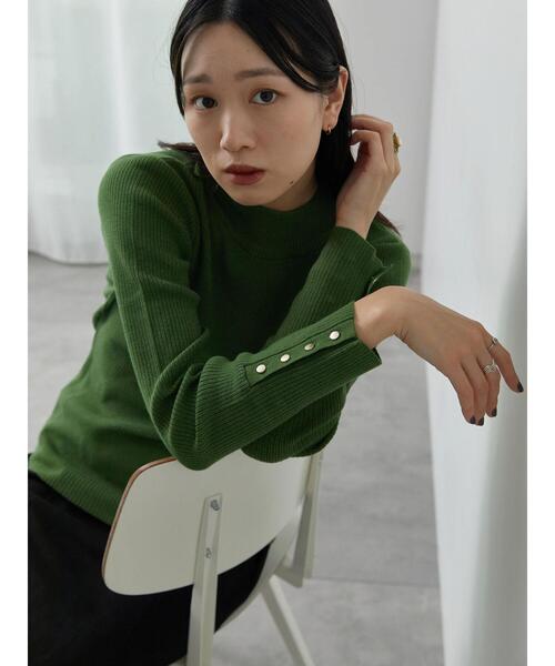 Samansa Mos2 blue（サマンサモスモスブルー）の「【Hug Knit】リブハイネックプルオーバー（ニット/セーター・レディース・オレンジ/キナリ/ブラック/グリーン/トップグレー・F）」の21枚目の写真