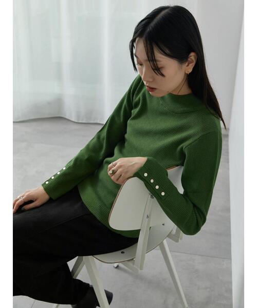 Samansa Mos2 blue（サマンサモスモスブルー）の「【Hug Knit】リブハイネックプルオーバー（ニット/セーター・レディース・オレンジ/キナリ/ブラック/グリーン/トップグレー・F）」の22枚目の写真