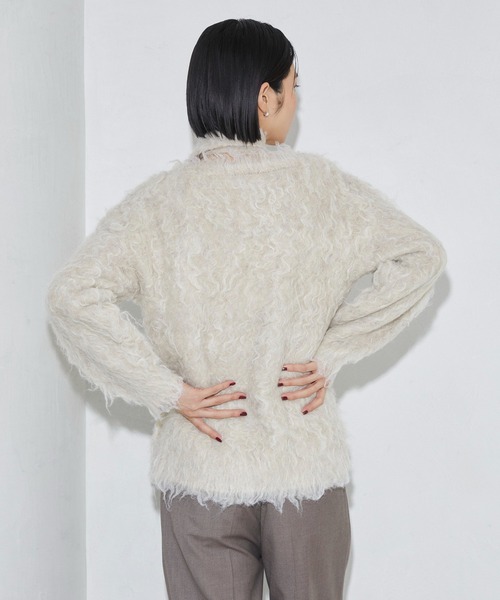 Firsthand（ファーストハンド）の「Firsthand/ファーストハンド タイ付きシャギーニット（ニット/セーター・レディース・ブラック/ベージュ・FREE）」の8枚目の写真