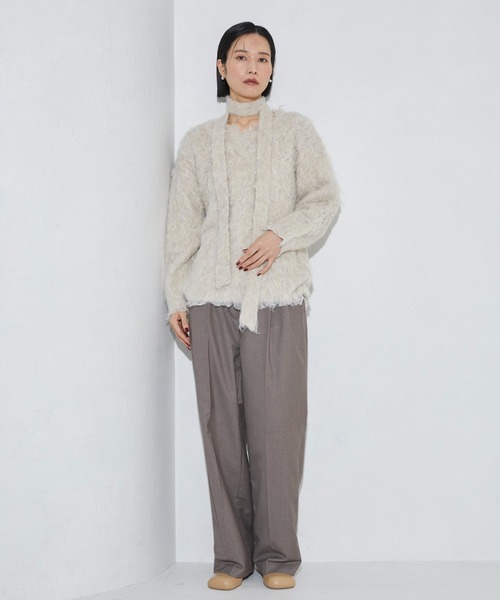 Firsthand（ファーストハンド）の「Firsthand/ファーストハンド タイ付きシャギーニット（ニット/セーター・レディース・ブラック/ベージュ・FREE）」の11枚目の写真