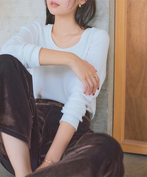 KOBE LETTUCE（コウベレタス）の「選べるサイズ カーブすぎないベロアカーブパンツ（その他パンツ・レディース・カーキ/ブラック/ダークブラウン/グレー・L/M/TM/PL/PM）」の9枚目の写真