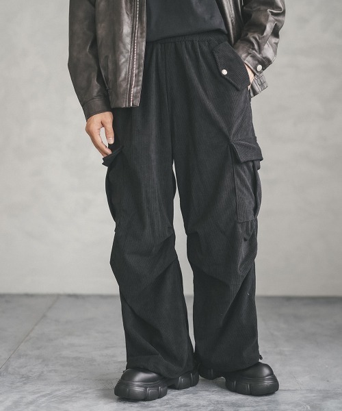 セール】knee tuck corduroy cargo pants / ニータックコーデュロイ
