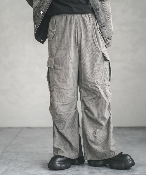セール】knee tuck corduroy cargo pants / ニータックコーデュロイ