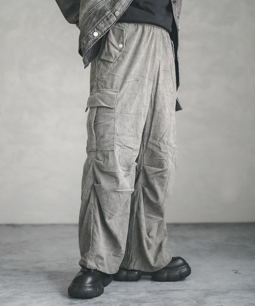 unfil コーデュロイカーゴパンツ　charcoal　24AW 新品未使用 セール】knee tuck corduroy cargo pants / ニータックコーデュロイ