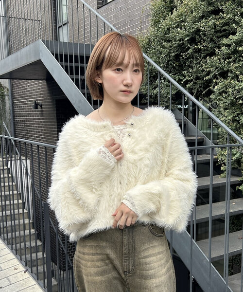 mline（エムライン）の「[mline]フェザーニットカーデ（ニット/セーター・レディース・アイボリー/ピンク/ライトグレー/ブルー/イエロー/ベージュ・FREE）」の11枚目の写真