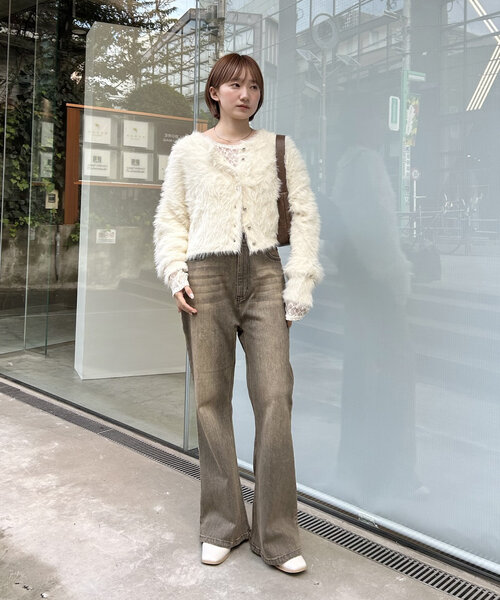 mline（エムライン）の「[mline]フェザーニットカーデ（ニット/セーター・レディース・アイボリー/ピンク/ライトグレー/ブルー/イエロー/ベージュ・FREE）」の14枚目の写真