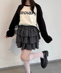 【Seoup】キラキラ裏毛ティアードスカート