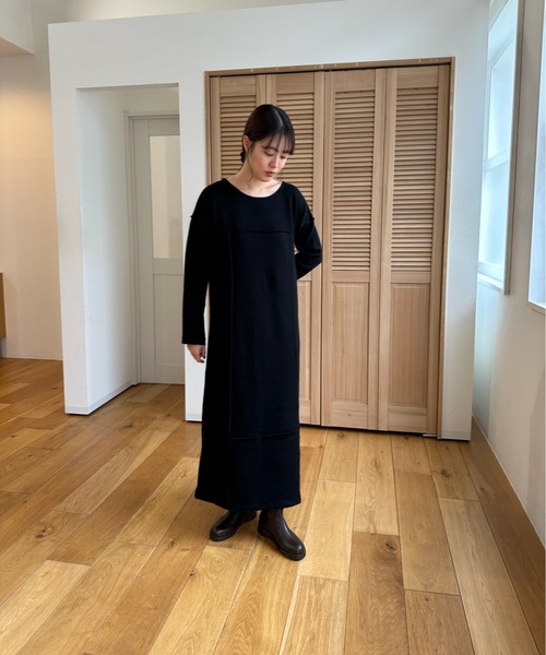 Amiur(エミレ)の「round neck relax touch ops / ラウンドネックリラックスタッチワンピース(ワンピース・レディース・ブラック/アイボリー/ベージュ・FREE)」の14枚目の写真