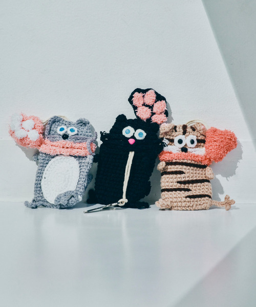 macaroni edge/マカロニエッジ〉毛糸のマスコット キーケース ネコ