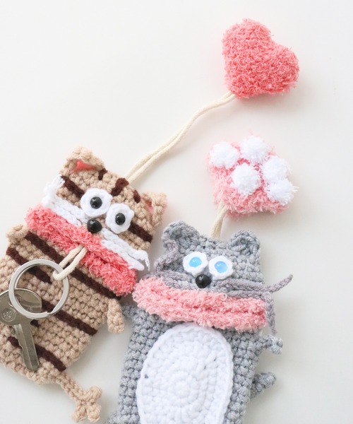 macaroni edge（マカロニエッジ）の「〈macaroni edge/マカロニエッジ〉毛糸のマスコット キーケース ネコ（キーケース/キーアクセサリー・レディース・ブラウン/グレー/ブラック・ONE SIZE）」の9枚目の写真