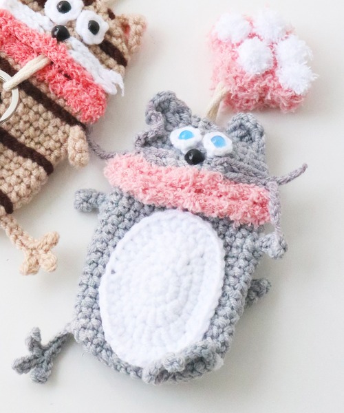 macaroni edge（マカロニエッジ）の「〈macaroni edge/マカロニエッジ〉毛糸のマスコット キーケース ネコ（キーケース/キーアクセサリー・レディース・ブラウン/グレー/ブラック・ONE SIZE）」の15枚目の写真