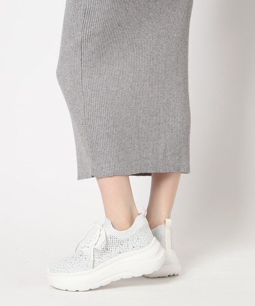 ESPERANZA(エスペランサ)の「ラインストーンニットスニーカー(スニーカー・レディース・その他1/アイボリー/ブラック・S/M/L/LL)」の6枚目の写真