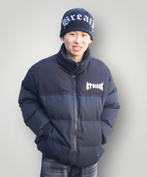 《2サイズ展開 / UNISEX 》ATMARK 中綿スタンド 切り替えコーデュロイ ボリュームパフ ダウンジャケット