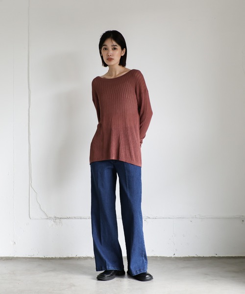 select MOCA Et(セレクトモカエト)の「【Et】Semi-Flared Denim Pants(デニムパンツ・レディース・ブラック/インディゴブルー・LARGE/MEDIUM)」の5枚目の写真