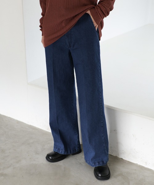 select MOCA Et(セレクトモカエト)の「【Et】Semi-Flared Denim Pants(デニムパンツ・レディース・ブラック/インディゴブルー・LARGE/MEDIUM)」の20枚目の写真