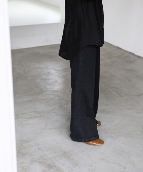 select MOCA Et(セレクトモカエト)の「【Et】Semi-Flared Denim Pants(デニムパンツ・レディース・ブラック/インディゴブルー・LARGE/MEDIUM)」の7枚目の写真
