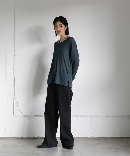 select MOCA Et(セレクトモカエト)の「【Et】Semi-Flared Denim Pants(デニムパンツ・レディース・ブラック/インディゴブルー・LARGE/MEDIUM)」の16枚目の写真