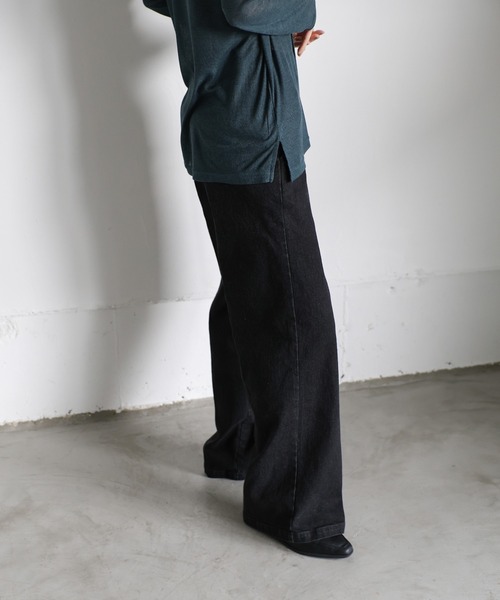 select MOCA Et(セレクトモカエト)の「【Et】Semi-Flared Denim Pants(デニムパンツ・レディース・ブラック/インディゴブルー・LARGE/MEDIUM)」の11枚目の写真