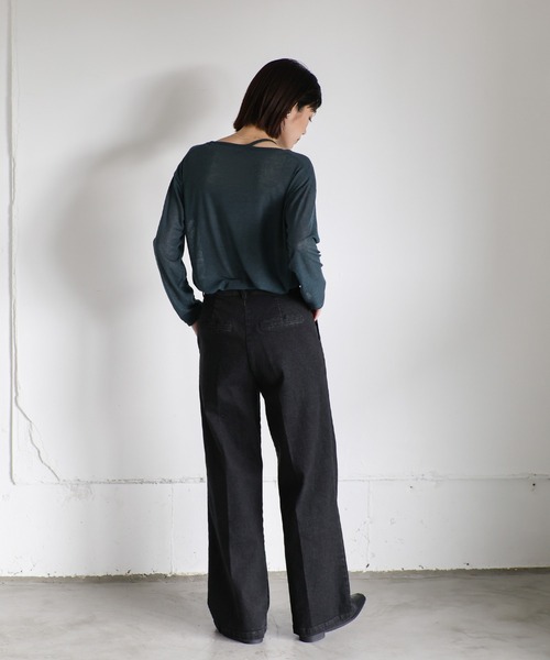 select MOCA Et(セレクトモカエト)の「【Et】Semi-Flared Denim Pants(デニムパンツ・レディース・ブラック/インディゴブルー・LARGE/MEDIUM)」の14枚目の写真