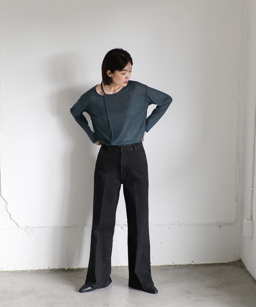 select MOCA Et(セレクトモカエト)の「【Et】Semi-Flared Denim Pants(デニムパンツ・レディース・ブラック/インディゴブルー・LARGE/MEDIUM)」の8枚目の写真