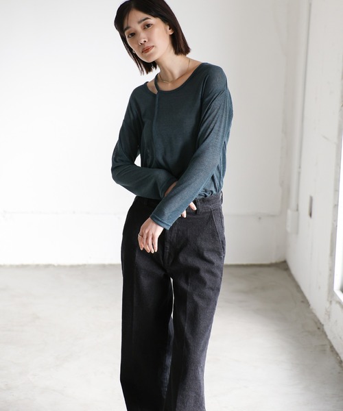 select MOCA Et(セレクトモカエト)の「【Et】Semi-Flared Denim Pants(デニムパンツ・レディース・ブラック/インディゴブルー・LARGE/MEDIUM)」の13枚目の写真