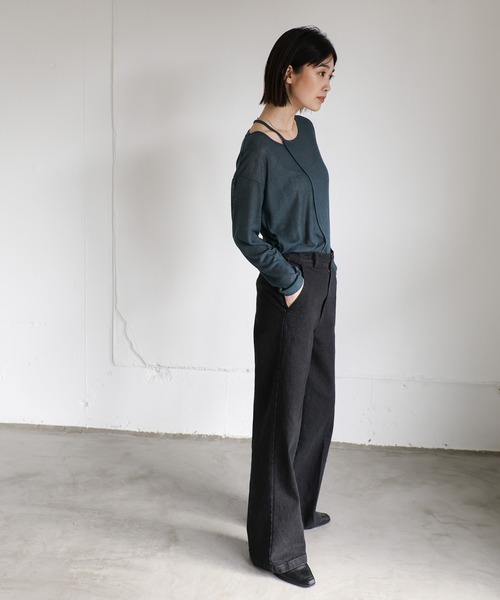 select MOCA Et(セレクトモカエト)の「【Et】Semi-Flared Denim Pants(デニムパンツ・レディース・ブラック/インディゴブルー・LARGE/MEDIUM)」の12枚目の写真