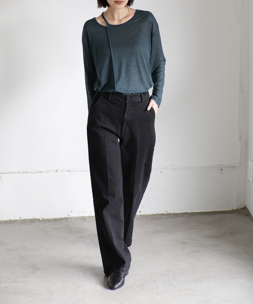 select MOCA Et(セレクトモカエト)の「【Et】Semi-Flared Denim Pants(デニムパンツ・レディース・ブラック/インディゴブルー・LARGE/MEDIUM)」の10枚目の写真